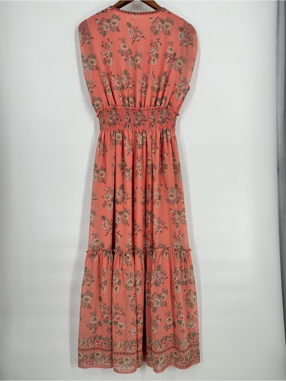 MAX STUDIO Cottagecore Smocked Fit & Flare Floral Maxi Dress Size M - Picture 2 of 8